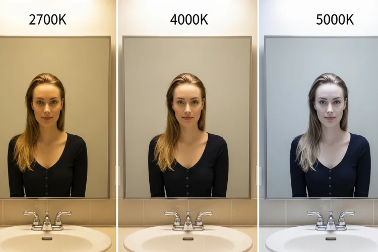 Side-by-side lighting comparison: warm 2700K vs neutral 4000K vs cool 5000k