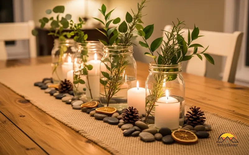 DIY dining table centerpiece made from simple materials