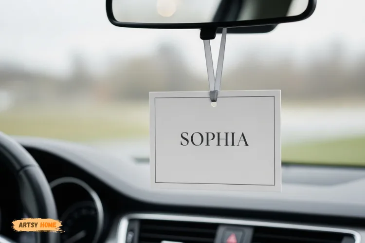 Personalized air freshener with name or quote, minimal aesthetic, modern style.